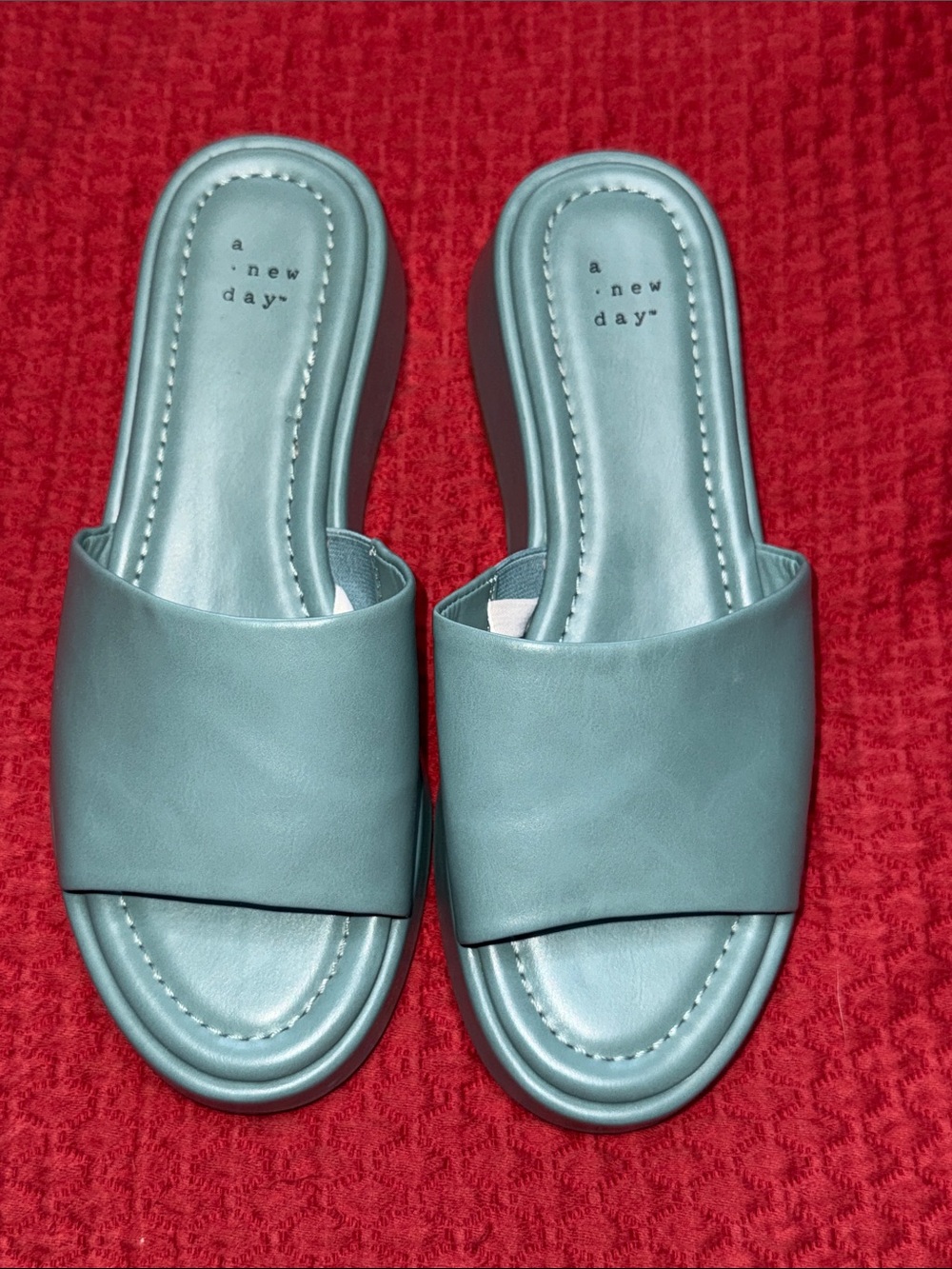 a new day Teal Slip-On Slide Sandals size 8
